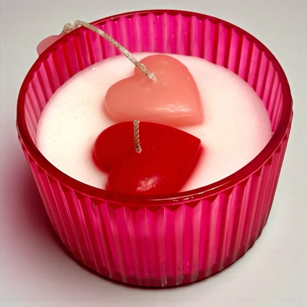 Coquette Heart Candle Pink Glass Jar Teddy Bear Charm NWT